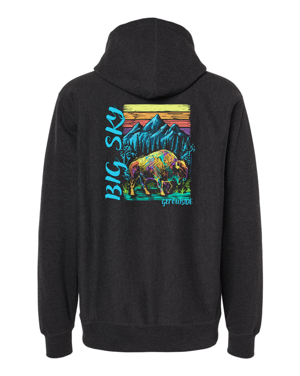 Big Sky Montana Get Outside Bison Legend Heavyweight Hoodie