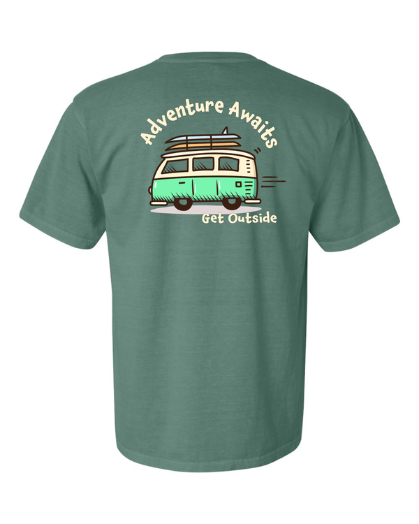 Adventure Awaits Surfboard Van Short Sleeve T-Shirt