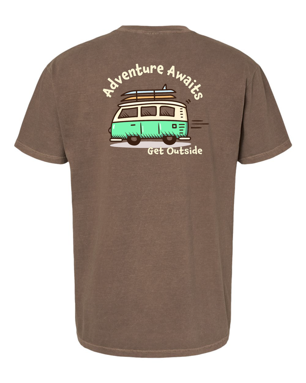 Adventure Awaits Surfboard Van Short Sleeve T-Shirt