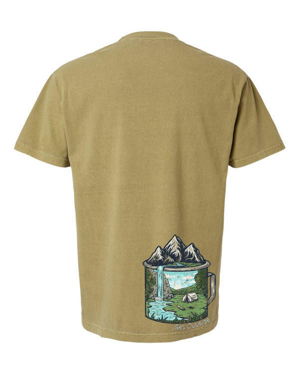 Get Outside Camping Cup With Mountain Scenery Short Sleeve T-Shirt