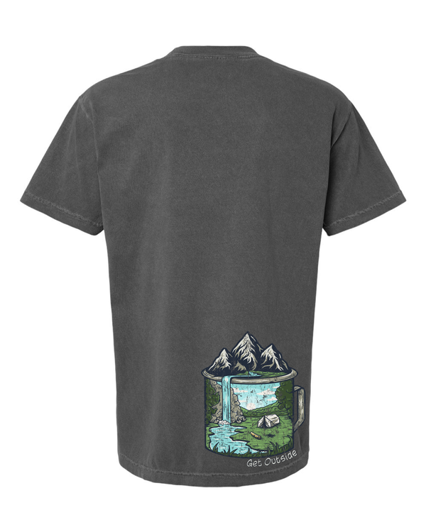 Get Outside Camping Cup With Mountain Scenery Short Sleeve T-Shirt