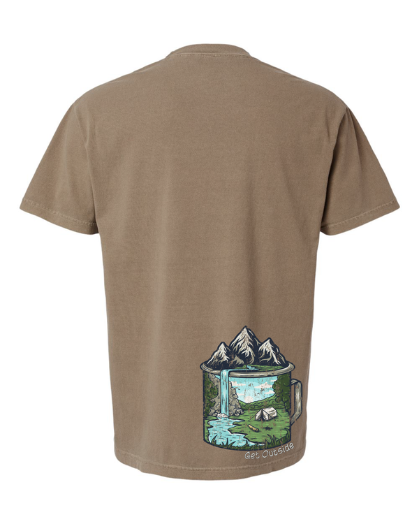 Get Outside Camping Cup With Mountain Scenery Short Sleeve T-Shirt