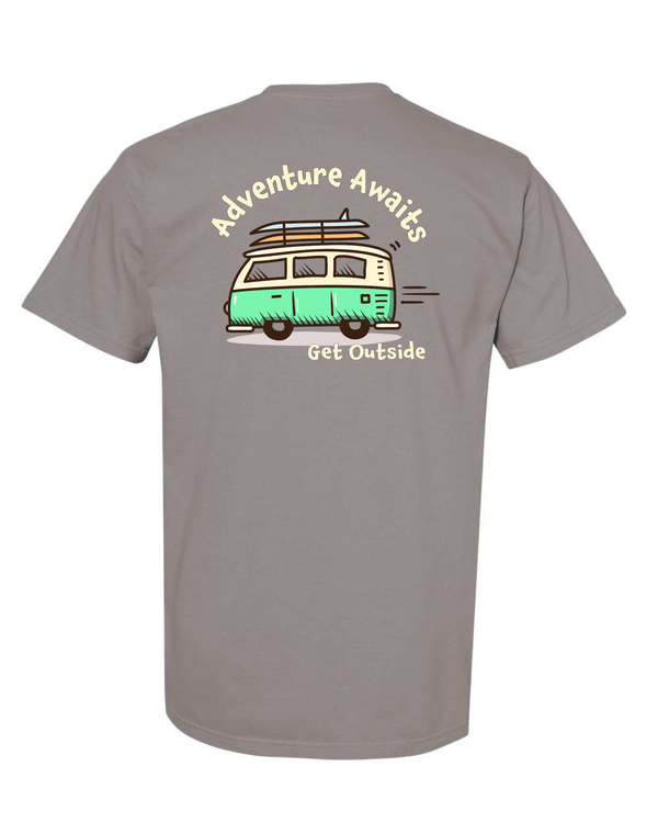 Adventure Awaits Surfboard Van Short Sleeve T-Shirt