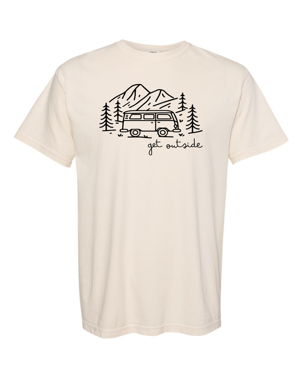 Get Outside Retro Van In Mountains Short Sleeve T-Shirt