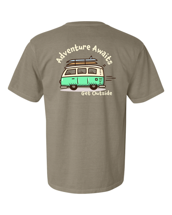 Adventure Awaits Surfboard Van Short Sleeve T-Shirt