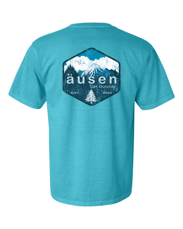 Ausen Blue Mountains Blue Skies Logo Short Sleeve T-Shirt