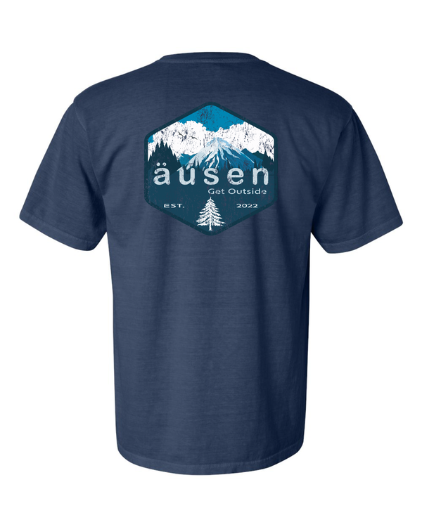 Ausen Blue Mountains Blue Skies Logo Short Sleeve T-Shirt