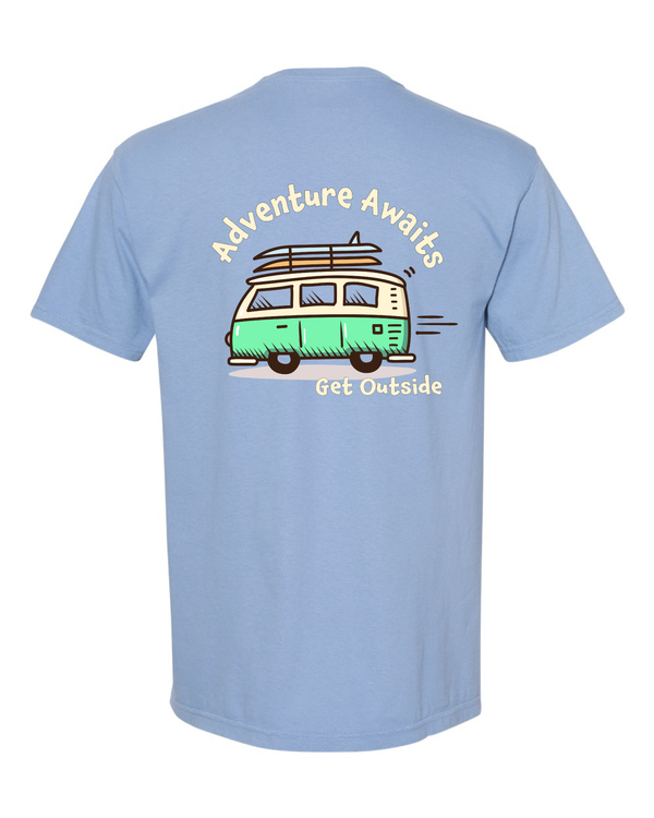 Adventure Awaits Surfboard Van Short Sleeve T-Shirt