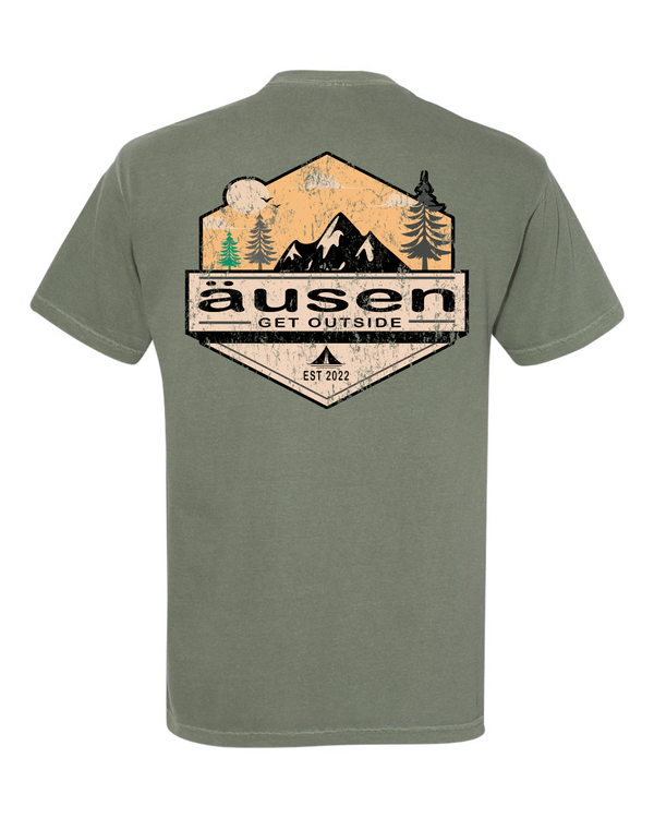 Get Outside Diamond Mountain Logo with Trees Short Sleeve T-Shirt