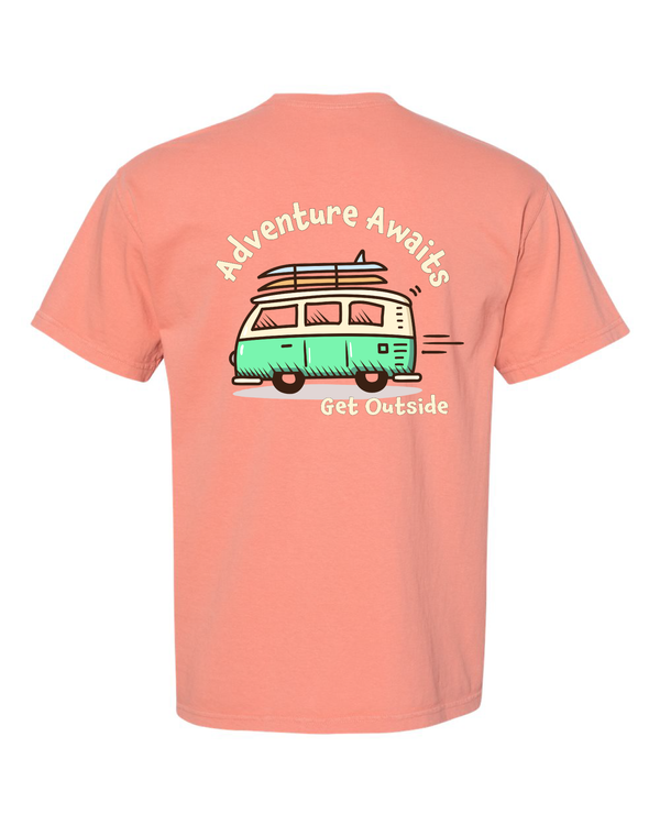 Adventure Awaits Surfboard Van Short Sleeve T-Shirt